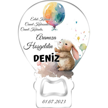 Renkli Balonlu Tavşan Temalı Balon Magnet Açacak