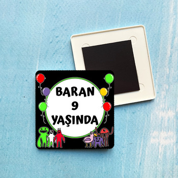 Renkli Canavarlar Temalı Plastik Kare Hediyelik Magnet