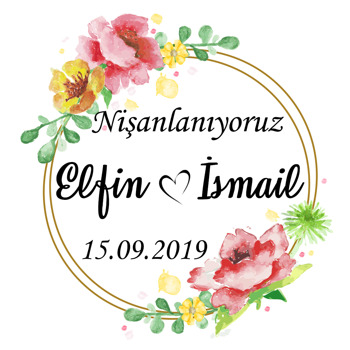 Renkli Çiçekler Temalı Söz Nişan Nikah Sticker