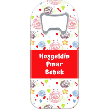 Renkli Çocuk Çizimleri Kırmızı Şerit Temalı Uzun Magnet Açacak