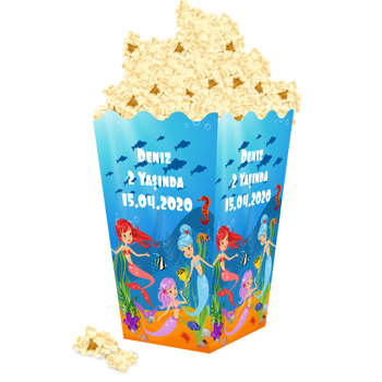 Renkli Denizkızları Temalı Popcorn Kutusu