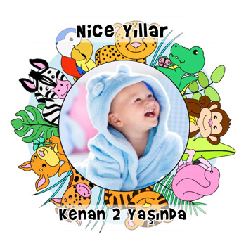 Renkli Hayvanlar Temalı Resimli Sticker