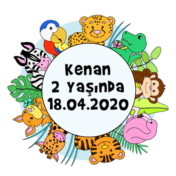 Renkli Hayvanlar Temalı Sticker