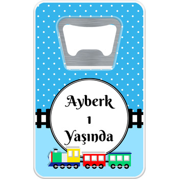 Renkli Tren Temalı Dikdörtgen Magnet Açacak