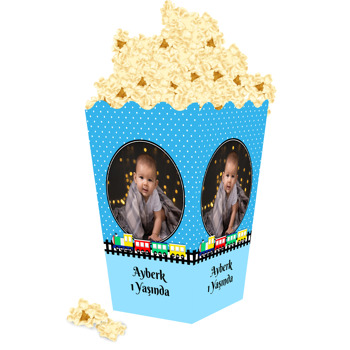 Renkli Tren Temalı Popcorn Kutusu