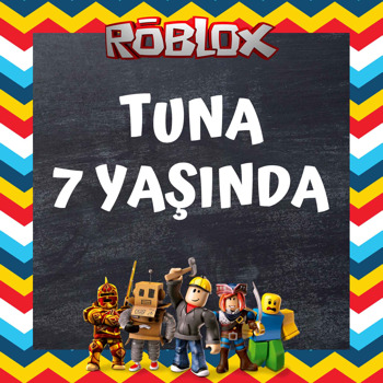 Roblox Zigzag Fon Temalı Kare Parti Afiş