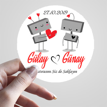 Robot Sevgili Temalı Söz Nişan Nikah Sticker