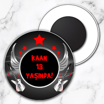 Rockstar Temalı Daire Plastik Magnet