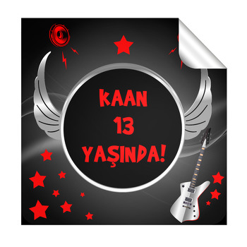 Rockstar Temalı Kare Etiket