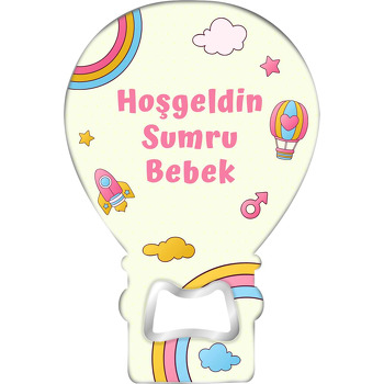 Roket Gökkuşağı ve Balon Sarı Fon Temalı Balon Magnet Açacak