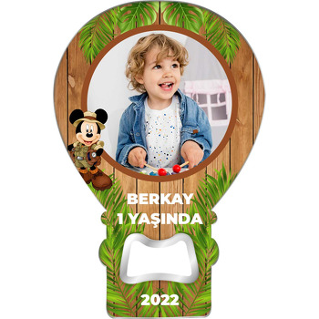 Safari Mickey Mouse ile Masif Fon Temalı Resimli Balon Magnet Açacak