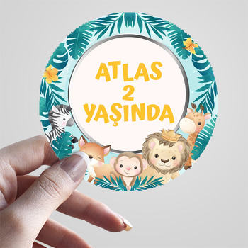 Safari Turkuaz Yapraklar Temalı Sticker