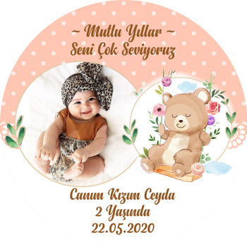 Salıncakta Ayıcık Temalı Resimli Sticker