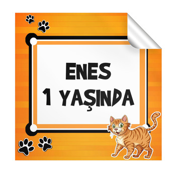 Şanslı Kedi Temalı Kare Parti Etiket