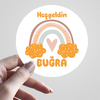 Sarı Bulutlu Gökkuşağı Temalı Sticker