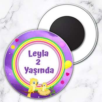 Sarı Kanarya Temalı Daire Plastik Magnet