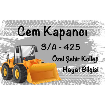 Sarı Kepçe Temalı Defter Etiketi