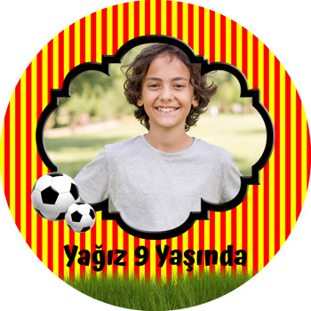 Sarı Kırmızı Çizgili Futbol Topu Temalı Sticker