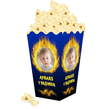 Sarı Lacivert Temalı Popcorn Kutusu