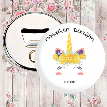 Sarı Unicorn Başlığı Temalı Magnet Açacak