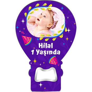 Sarı Yaprak Çerçeve ile Karpuz Temalı Balon Magnet Açacak