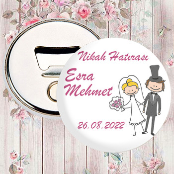 Sarışın Gelin ile Fötr Şapkalı Damat  Temalı Magnet Açacak