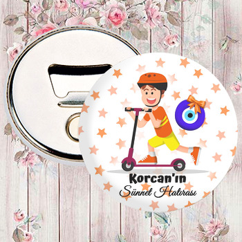 Scooterlı Çocuk ile Nazar Boncuğu Sünnet Temalı Magnet Açacak