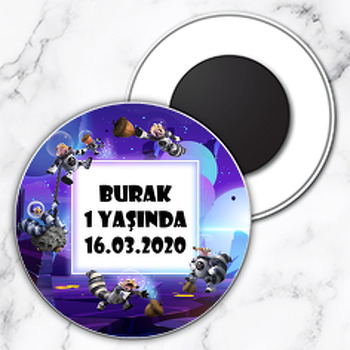 Scrat Uzayda Temalı Daire Plastik Hediyelik Magnet