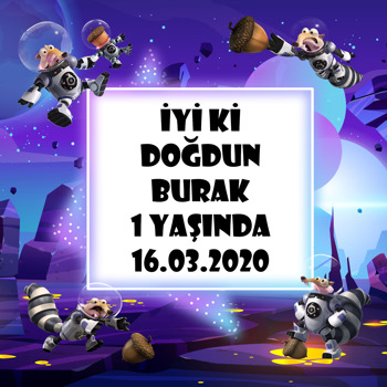 Scrat Uzayda Temalı Kare Doğum Günü Afiş