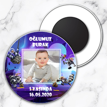 Scrat Uzayda Temalı Resimli Daire Plastik Magnet