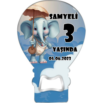 Şemsiyeli Bebek Fil ile Mavi Bulutlar Temalı Balon Magnet Açacak