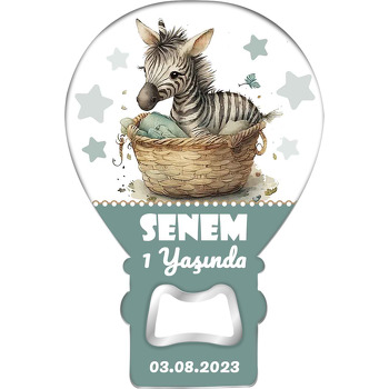 Sepette Bebek Zebra ile Yeşil Yıldızlar Temalı Balon Magnet Açacak