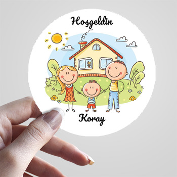 Sevimli Aile ile Ev Temalı Sticker