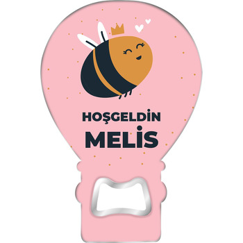 Sevimli Arı Pembe Fon Temalı Balon Magnet Açacak