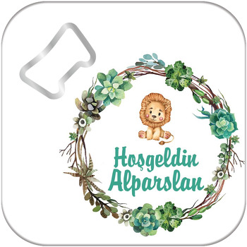 Sevimli Aslan Temalı Kare Magnet Açacak