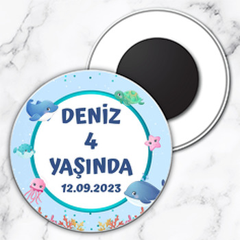 Sevimli Balıklar Temalı Daire Plastik Magnet