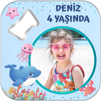 Sevimli Balıklar Temalı Kare Magnet Açacak