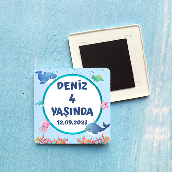 Sevimli Balıklar Temalı Plastik Kare Hediyelik Magnet