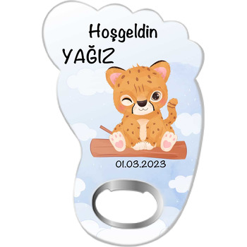 Sevimli Çita Temalı Ayak İzi Magnet Açacak