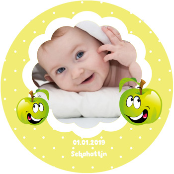 Sevimli Elma Temalı Resimli Sticker