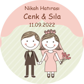 Sevimli Gelin ile Damat Temalı Sticker