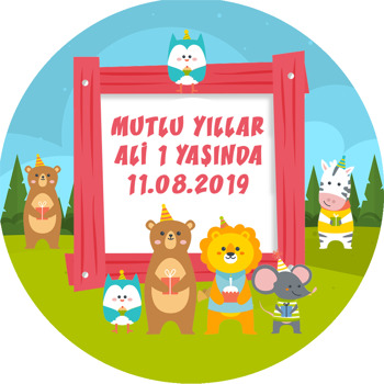 Sevimli Hayvanlar 3 Temalı Sticker