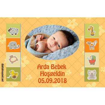 Sevimli Hayvanlar Temalı Hoşgeldin Bebek Plastik Magnet