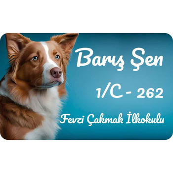 Sevimli Köpek Mavi Fon Temalı Defter Etiketi