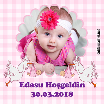 Sevimli Leylek Temalı Hoşgeldin Bebek   Kare Parti Afişi