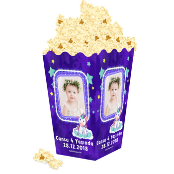 Sevimli Mor Unicorn  Temalı Popcorn Kutusu