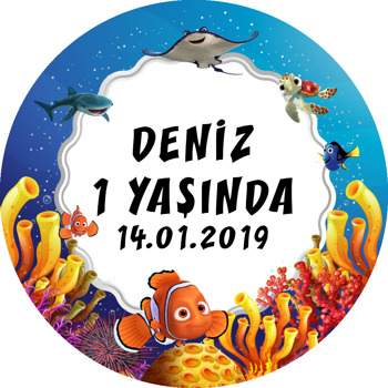 Sevimli Turuncu Balık Temalı Parti Sticker