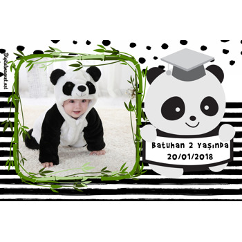 Sevimli Panda Temalı Doğum Günü Plastik Magnet