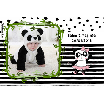 Sevimli Panda Temalı Doğum Günü Plastik Magnet