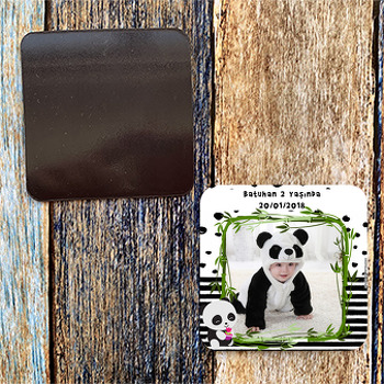 Sevimli Panda Temalı Kare Magnet